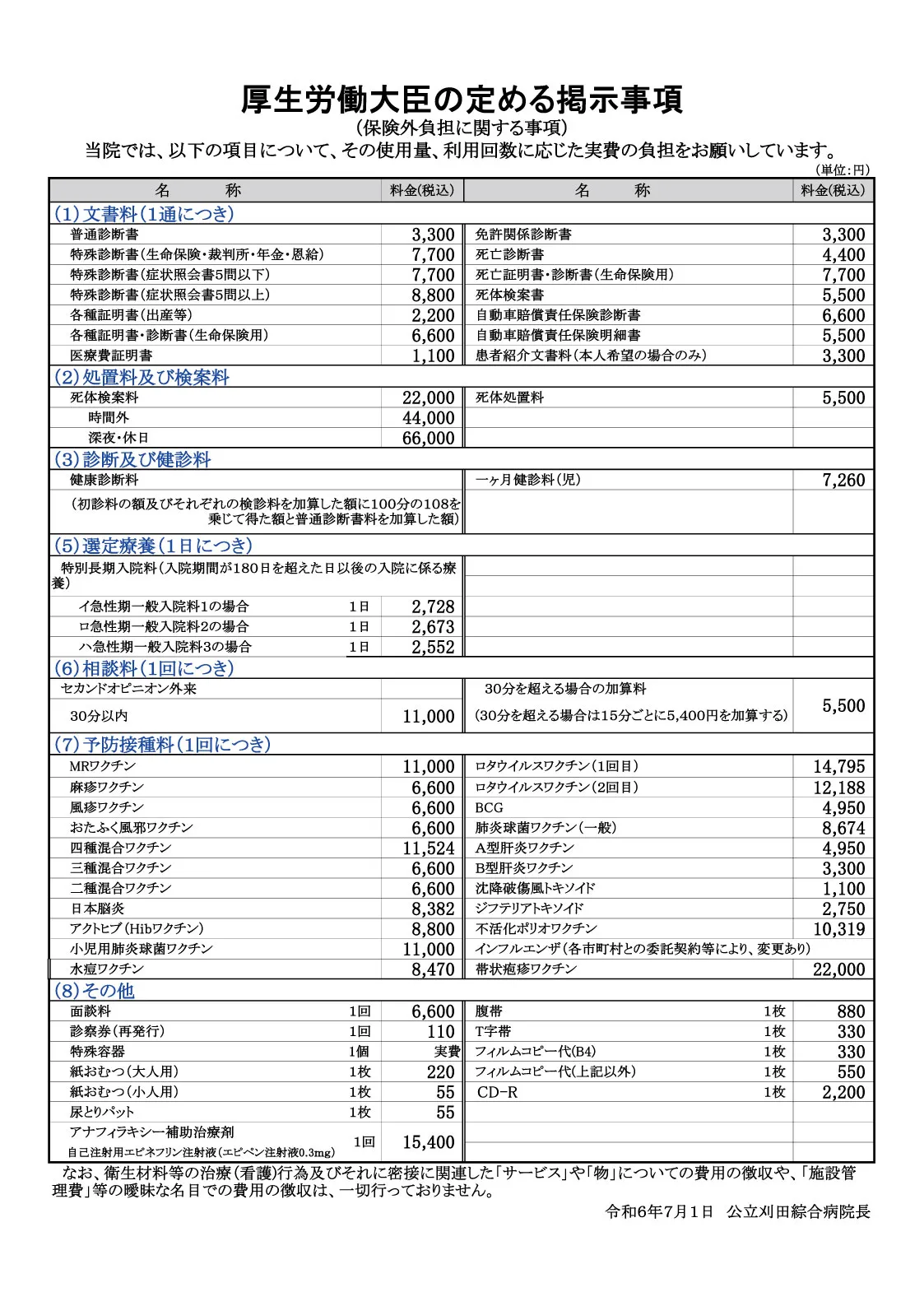 保険外負担についてのPDF
